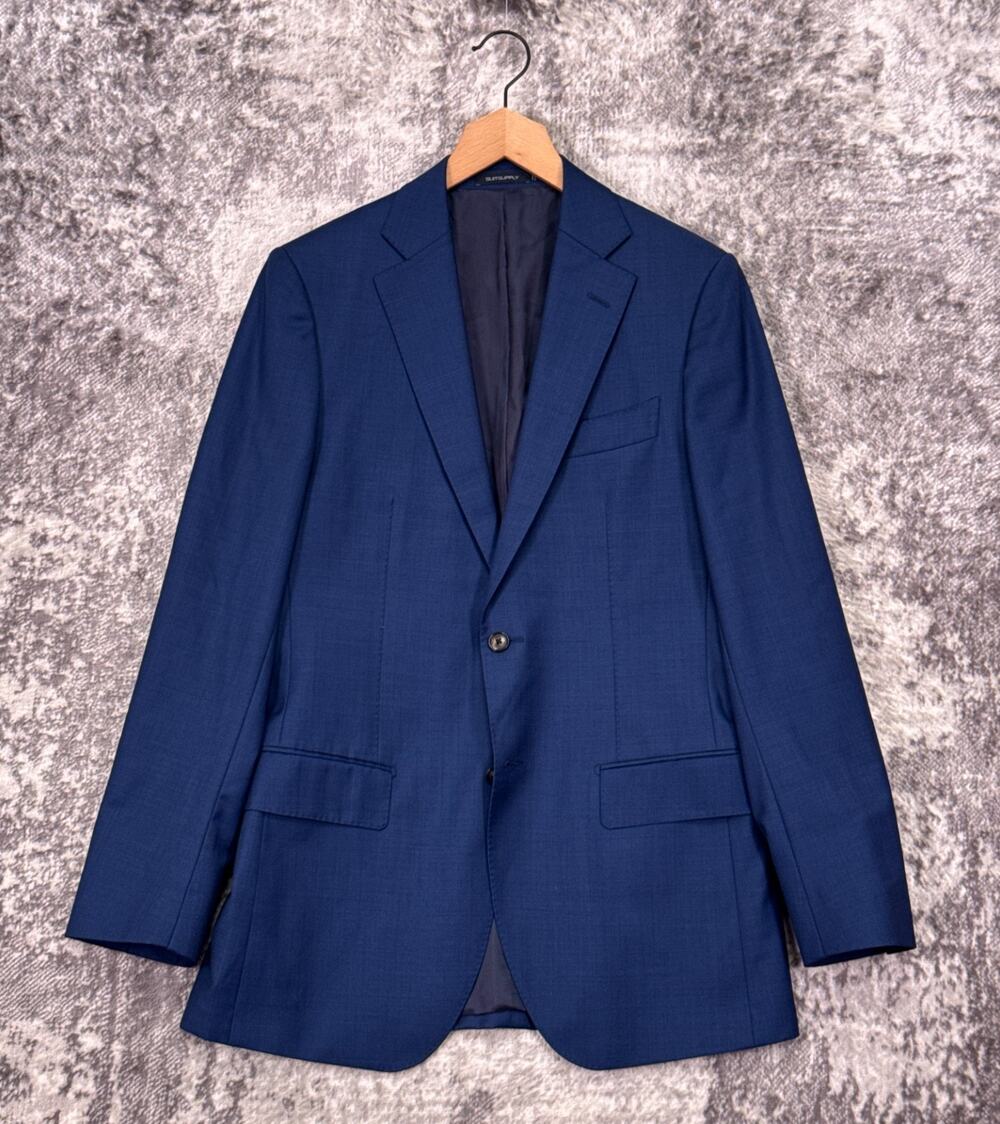 SUITSUPPLY Lazio Suit Jacket 40 Long Mens Blue Italian Wool Blazer Jacket